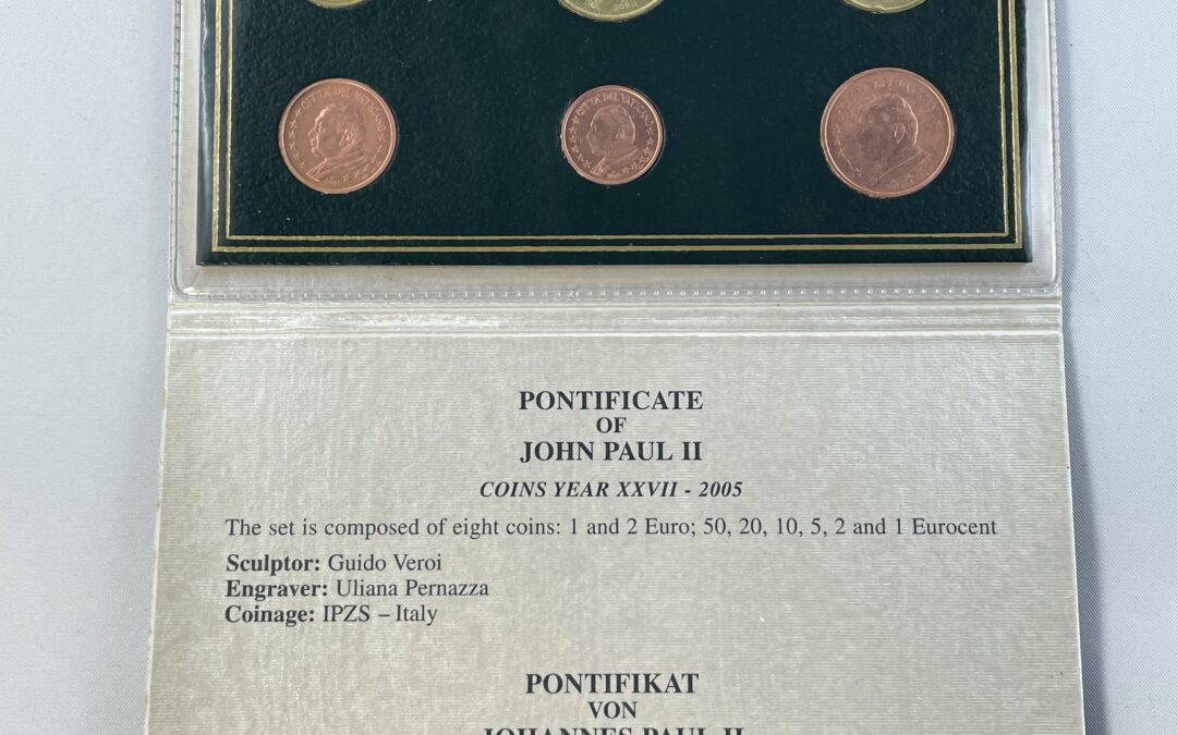 Vatikan 1 Cent bis 2 Euro Münzen KMS 2005 Johannes Paul II Kursmünzensatz