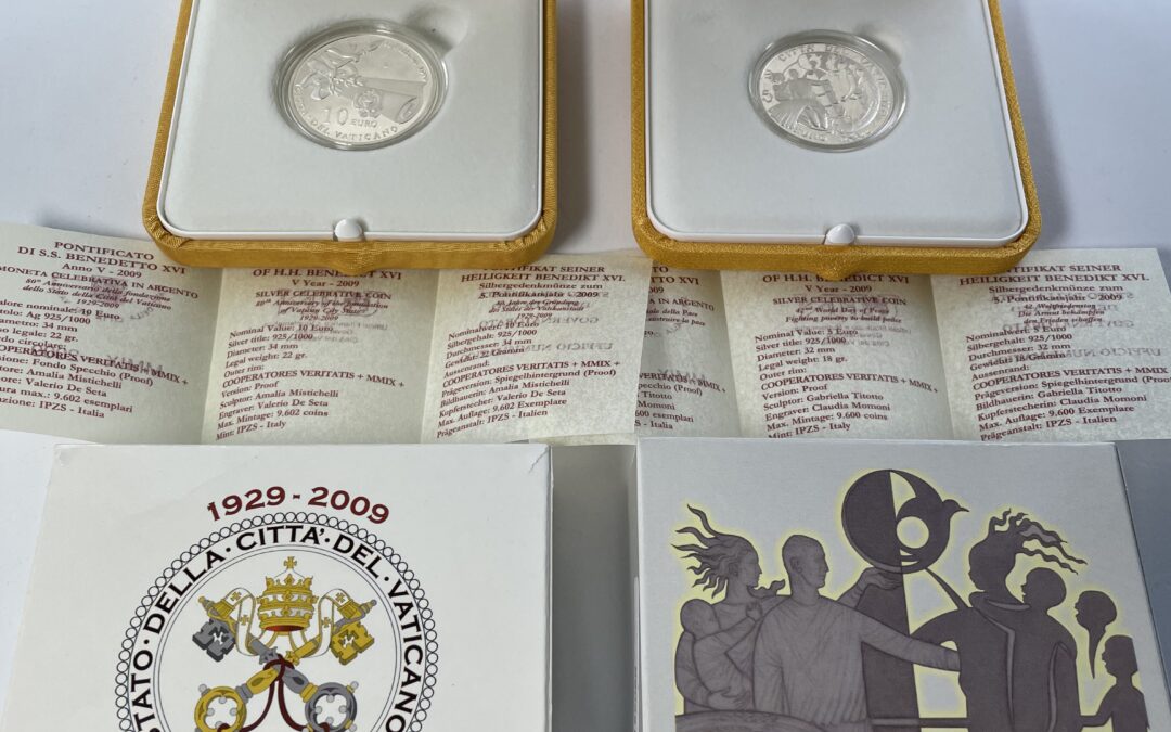 Vatikan 5 + 10 Euro 925 Silber Münze 2009 Gedenkmünzen Weltfriedenstag