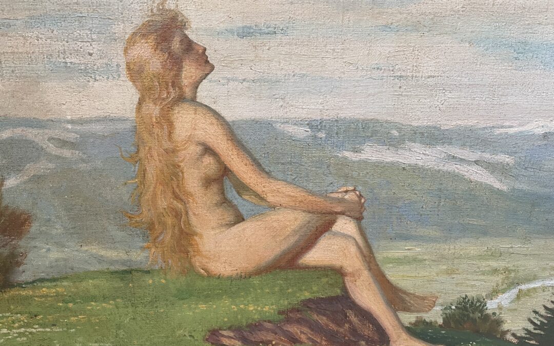 Einbeck Walter 1871-1951 Gemälde Frau Mädchen Akt mit Schwänen 1923 Female Nude