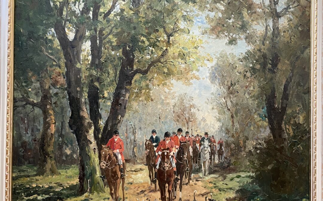 Mohr Karl 1922-2013 Gemälde Parforcejagd – Jäger / Pferde / Hunde Meute