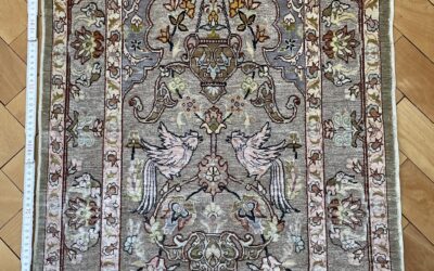 Teppich Gebetsteppich mit Seide Hereke ? Türkei ? Signiert 110x57cm Metallbrokat