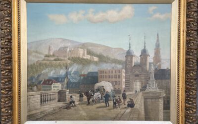 J. Ockenfels Gemälde Heidelberg mit Schloß ~ 1900