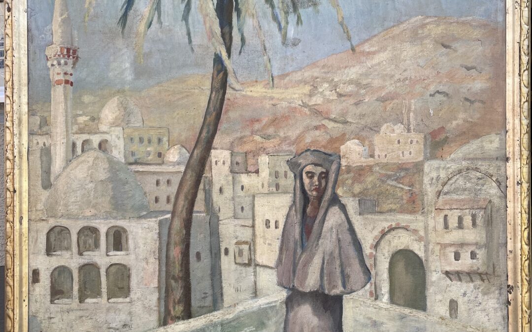 Bernhard Gobiet 1892-1945 Gemälde Stadt Szene Orient Minarett