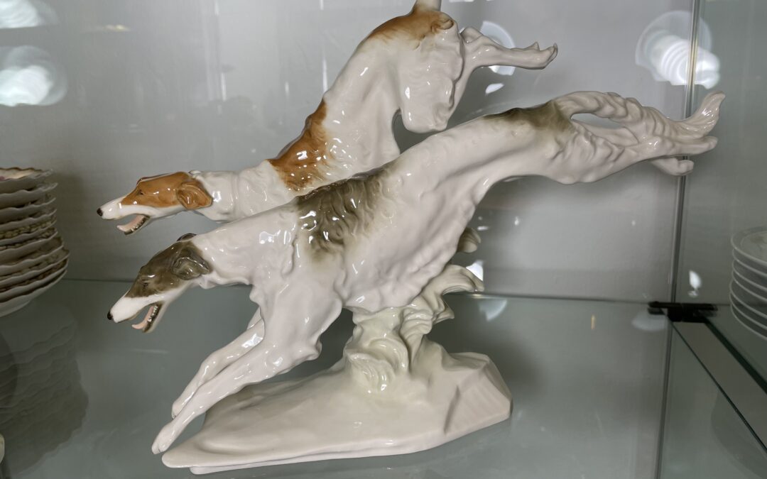 Hutschenreuther Porzellan Figur Windhunde Hunde Barsoi