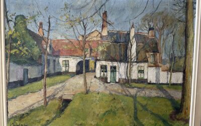 Gemälde Eingang Beginenhof in Brügge ~ 1900 Signiert – Beginen / Belgien