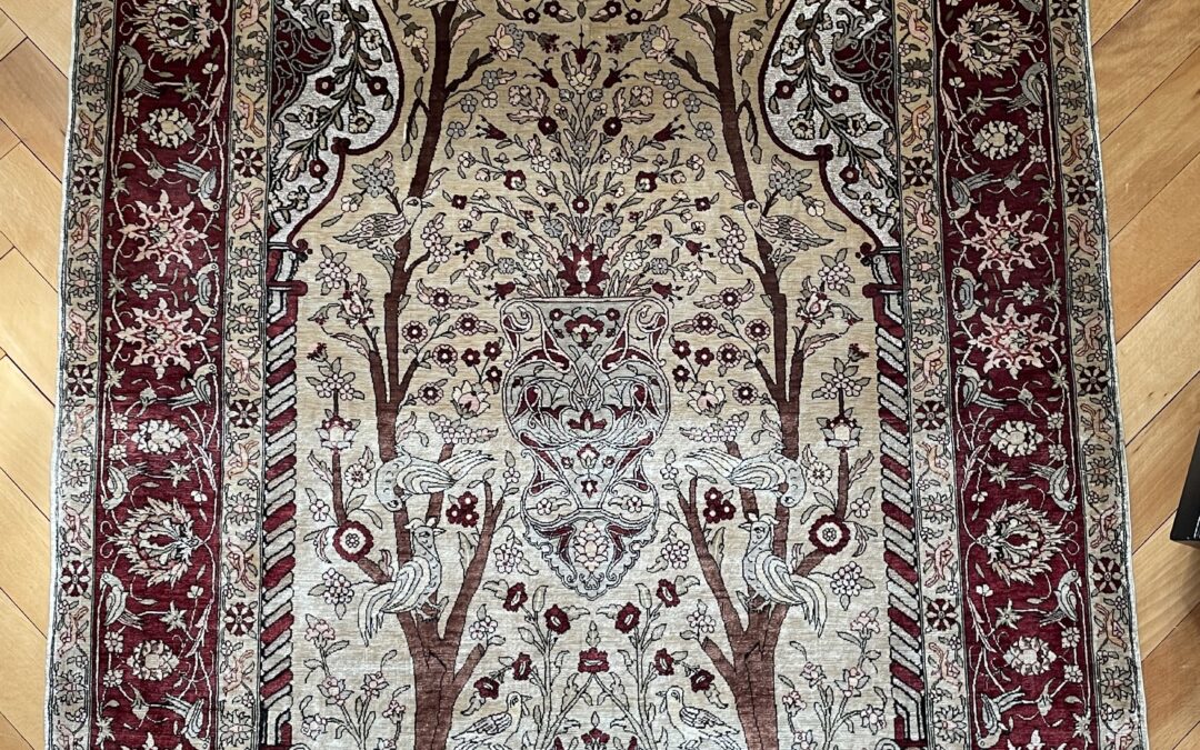 Teppich Seide Hereke Türkei 163×97 cm Seidenteppich Metallbrokat Signiert
