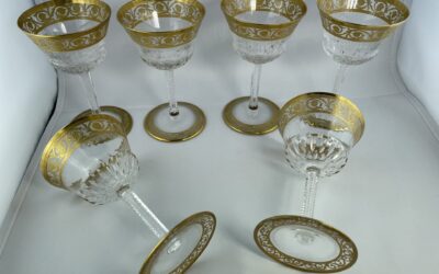 6x Gläser Südwein – Sherry Saint Louis Thistle Gold Frankreich Kristall