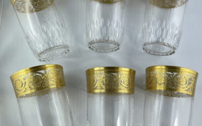 6x Gläser Saft / Wasser Saint Louis Thistle Gold Frankreich Kristall