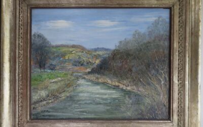 Fey Carl Otto 1894-1971 Gemälde Sieglandschaft / Fluss Landschaft ~ 1930