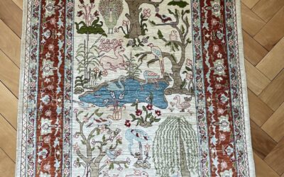 Teppich Paradiesgarten ? Seide – Hereke Türkei ? 135×75 cm Seidenteppich