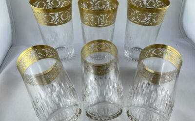 6x Gläser Saft / Wasser Saint Louis Thistle Gold Frankreich Kristall