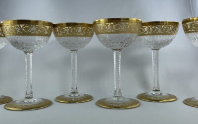 6x Likör Gläser / Likörglas Saint Louis Thistle Gold Frankreich Kristall
