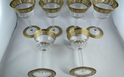 6x Gläser Südwein – Sherry Saint Louis Thistle Gold Frankreich Kristall