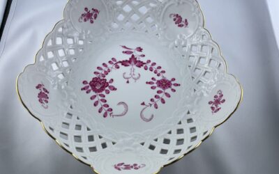 Meissen Durchbruch Porzellan Schale Indisch Purpur 23 cm , 1. Wahl