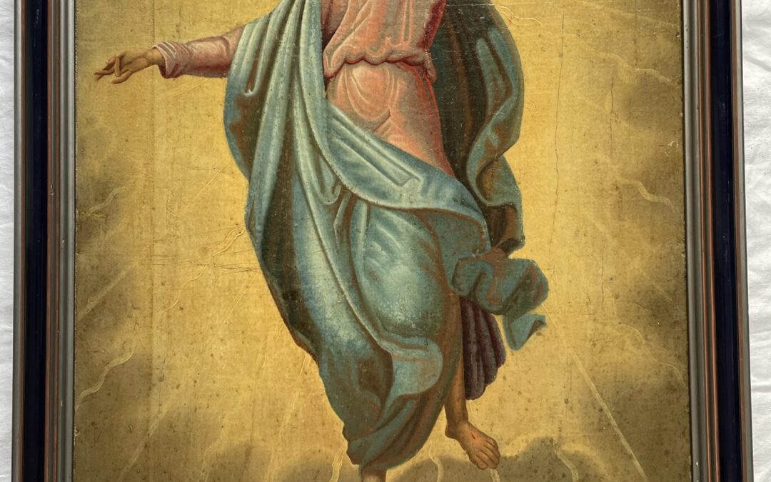 Altes Sakrales Gemälde Jesus Christus Auferstehungschristus