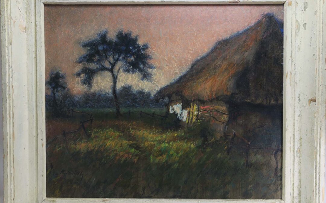 Sokol Rudolf * 1887 Gemälde Haus / Kate Norddeutschland am Abend ~ 1940