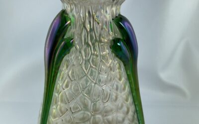 Vintage Wilhelm Kralik Art Nouveau Martele Glas Vase ~ 1900 Fadenaufschmelzungen