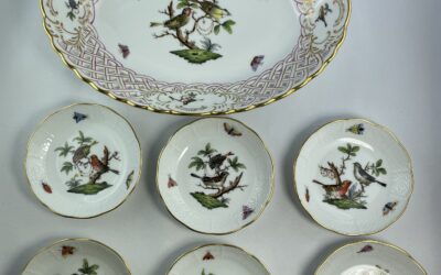 Herend Rothschild RO Porzellan Durchbruchschale / Schale 6x Schälchen
