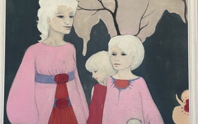 Irene Müller *1941 Gemälde Frau / Mutter / Kinder Mädchen mit Puppe 1971