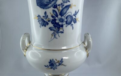 Meissen Porzellan Henkel Vase / Kratervase Aquatinta / Gold 24,2 cm