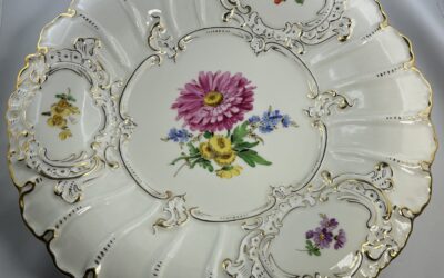 Meissen Porzellan Prunkteller Prunkplatte Blumen & Goldrand 30cm – Teller Platte