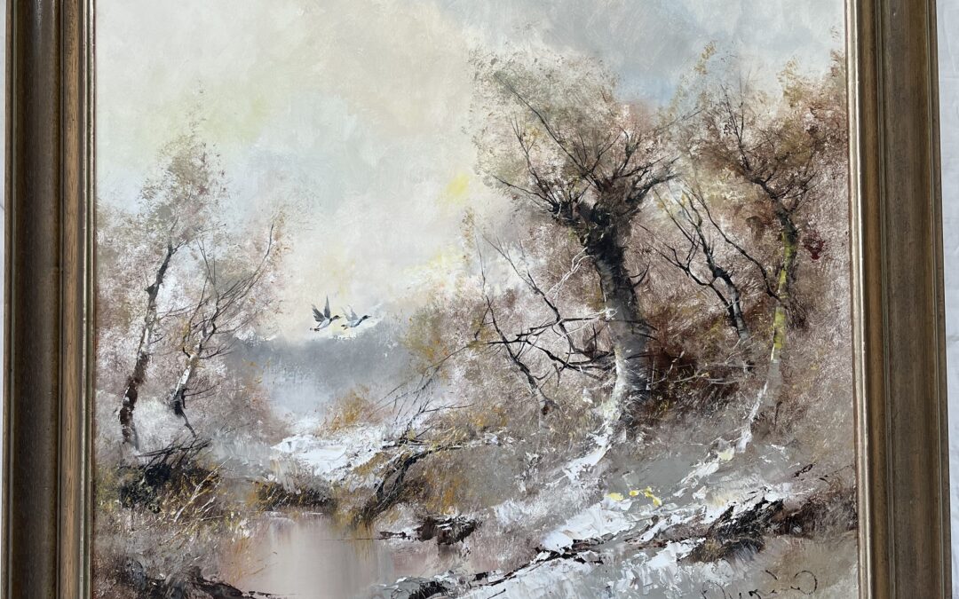 Ingfried Henze / Paul Morro 1925-2013 Gemälde Landschaft mit aufsteigenden Enten
