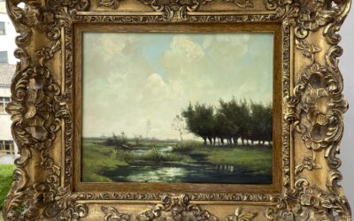 Rolandt Hendrik 1906-? Gemälde Flusslandschaft / Landschaft Holland Niederlande