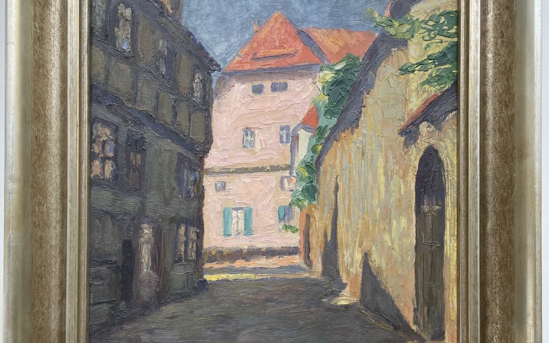 Ludwig Wolff Gemälde Stadtszene / Häuser Paderborn
