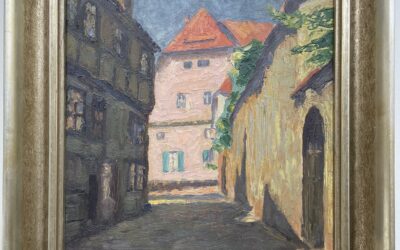 Ludwig Wolff Gemälde Stadtszene / Häuser Paderborn