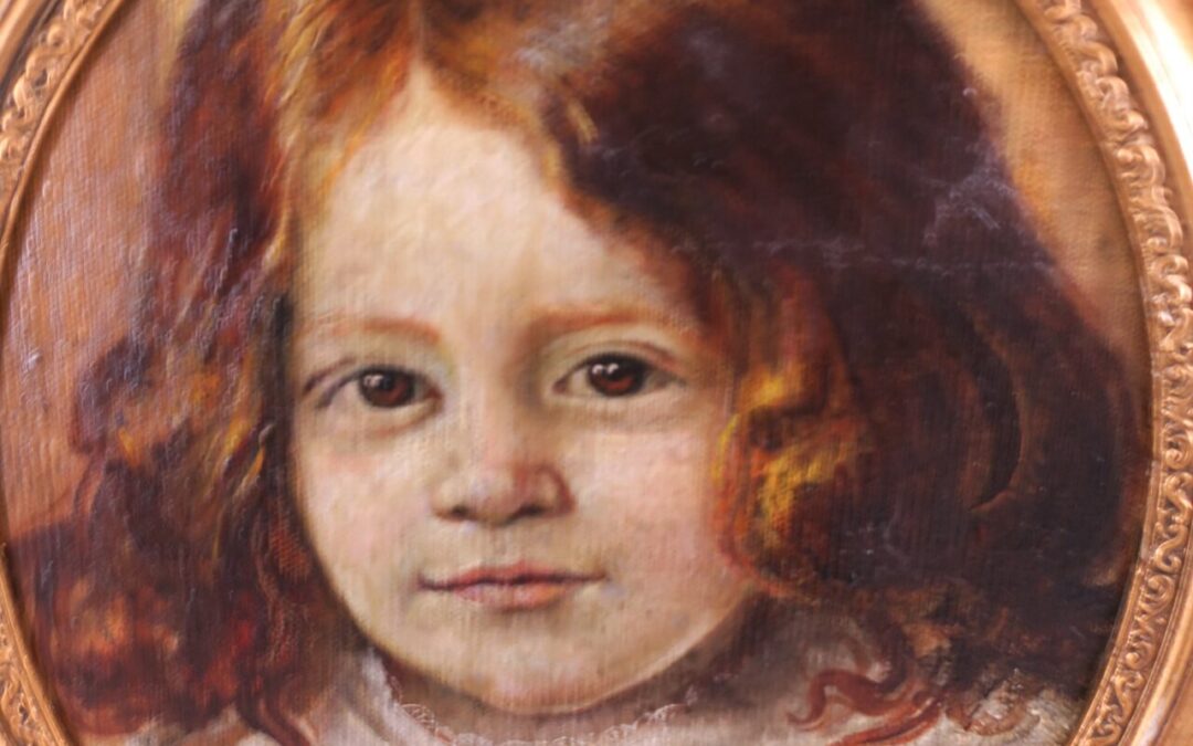 Gemälde Portrait Kind / Mädchen ~1880/1900 – oval