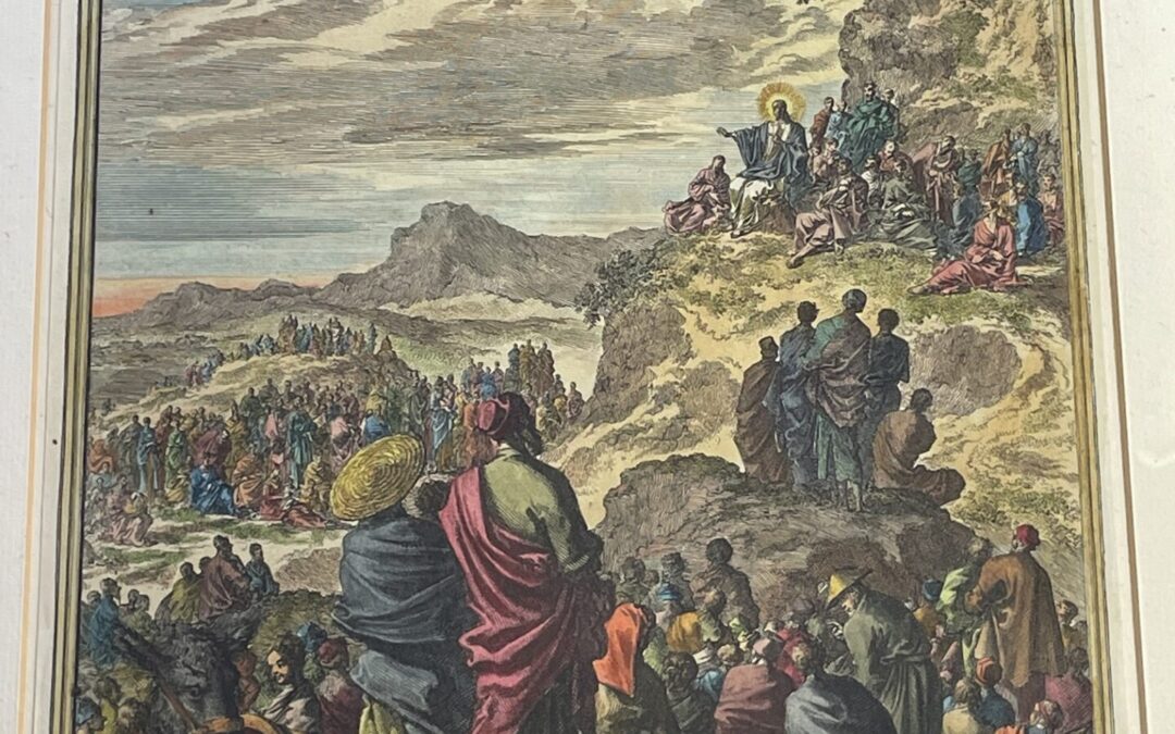 Kupferstich Matthäus V Die Seligpreisungen Christoph Weigel n. Jan Luyken ~1700