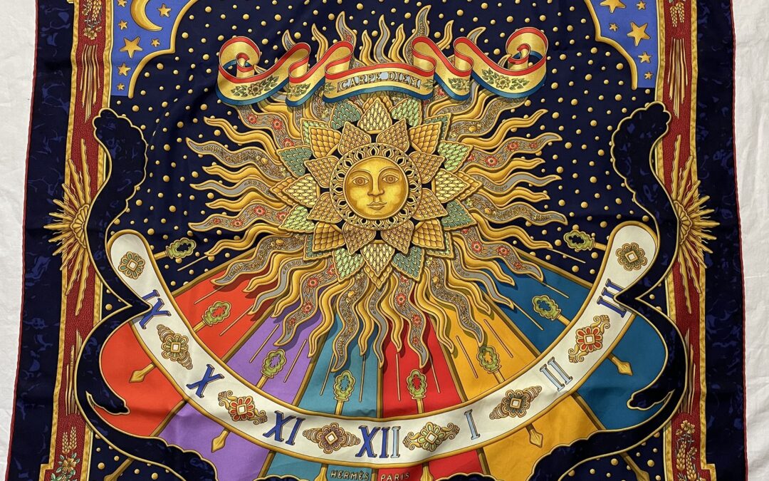 Hermes Carpe Diem Tuch Seide Seidentuch Seidenschal Schal