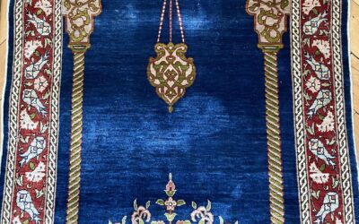 Teppich Gebetsteppich Gebetsnische Seide Hereke Türkei ? 110x58cm Seidenteppich