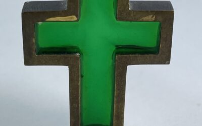 WHW Karl Hagenauer Wien Standkreuz / Kreuz Messing Bronze Glas Handmade Austria