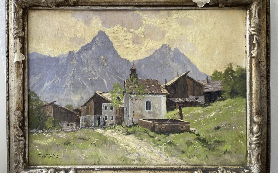 Maurus Hans 1901-1942 Gemälde Roggenstein / Lermoos Bergmotiv mit Dorf