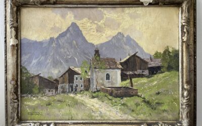 Maurus Hans 1901-1942 Gemälde Roggenstein / Lermoos Bergmotiv mit Dorf