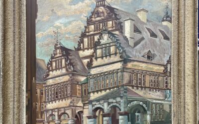 Gemälde Paderborn Paderborner Rathaus mit Personen Signiert