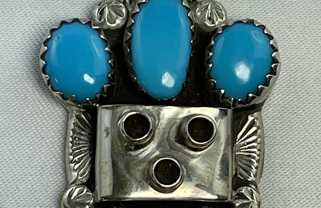 Vintage Navajo Kachina Ketten Anhänger Sterling Silber Türkise / Türkis Koralle