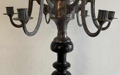 Jugendstil Art Deco Standleuchter Kerzenleuchter Holz Versilbert