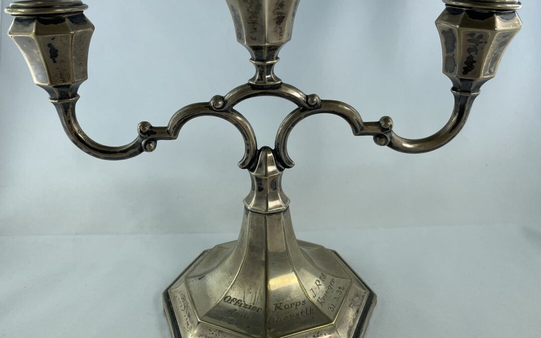 Kerzenleuchter 830 Silber Offizier Korps IR 18 Oberstlt Krieger 1931 – 1932