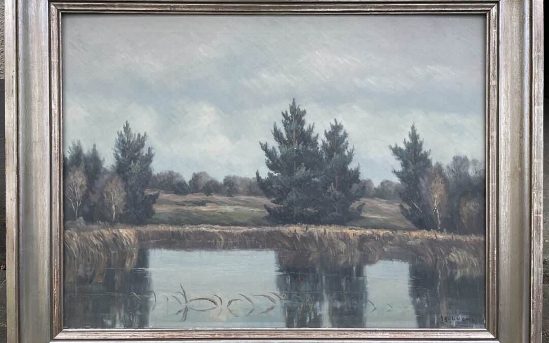 Lucas Georg 1893-1983 Gemälde Sennelandschaft mit Teich Paderborn