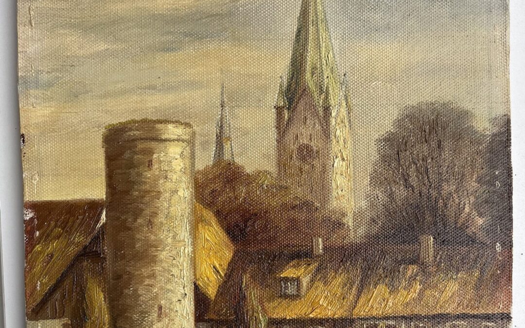 Weitzner Hans – 1890 Paderborn – 1956 – Gemälde Heiersmauer und Dom Paderborn