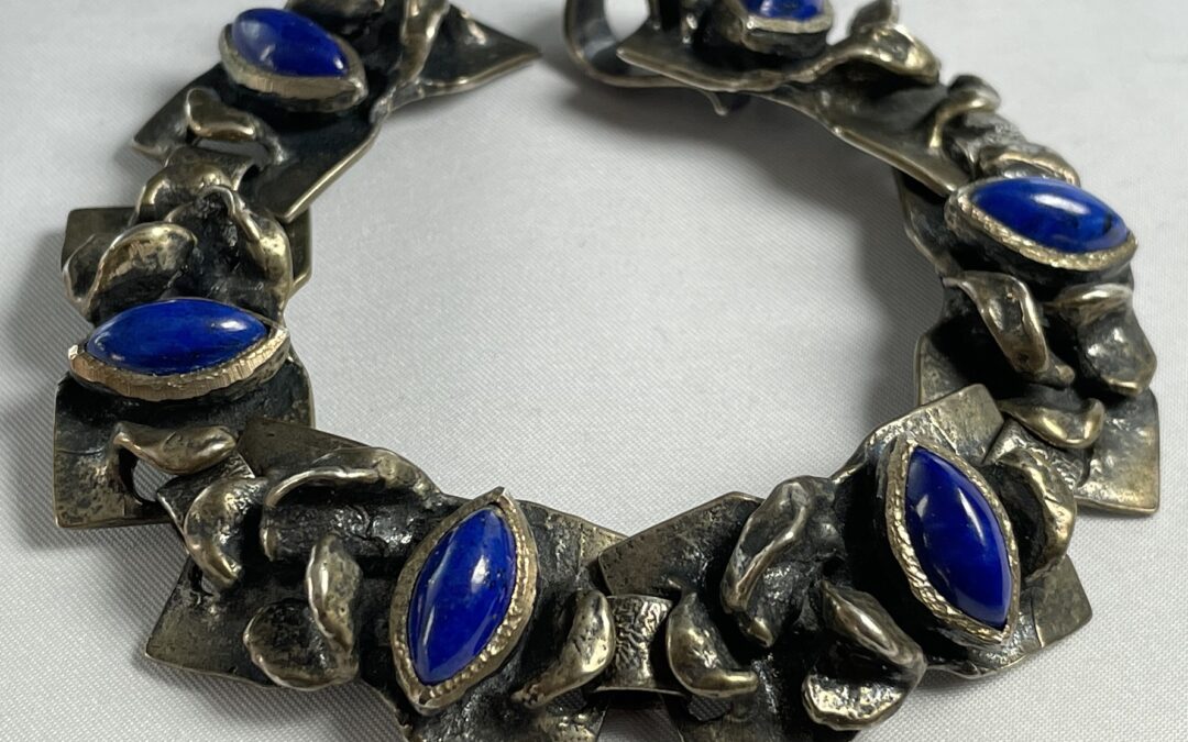 Vintage Armband 835 er Silber Modernist Burkhard Monika Oly 70s Lapislazuli ?