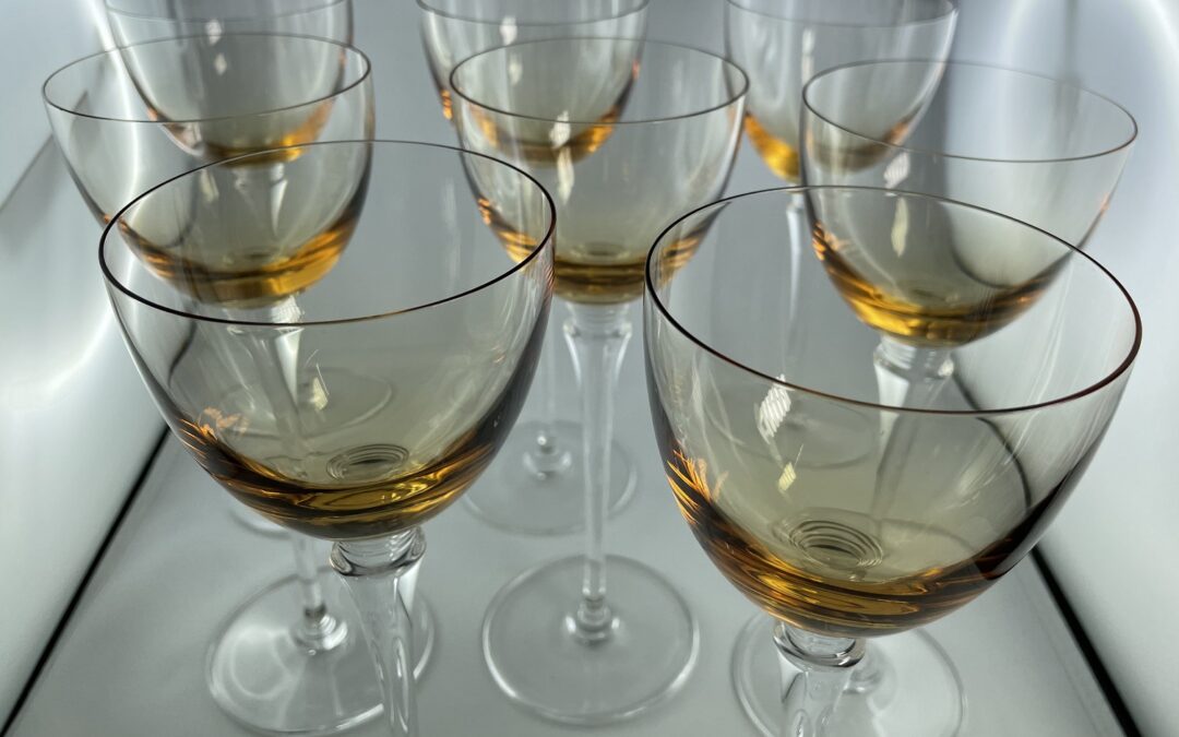 Saint St. Louis 8x Weinglas / Glas Grand Lieu Hock Bernstein Kristall Amber