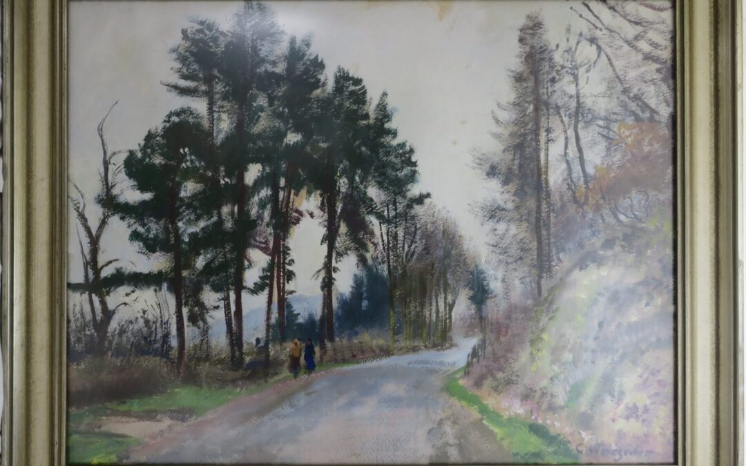 Weisgerber, Carl Ahrweiler 1891-1968 Gemälde Eifel Landschaft / Bäume Personen