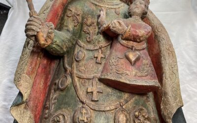 Gnadenbild Madonna Krone Zepter Jesus Kind Holz Figur / Skulptur handgeschnitzt & gefasst