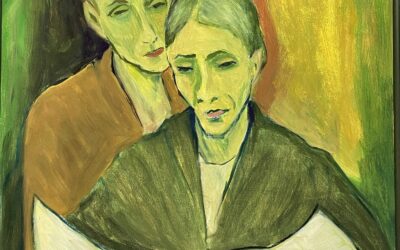 Klocke Otto 1912-2006 Enger Gemälde Portrait Paar / Ehepaar mit Zeitung 1996