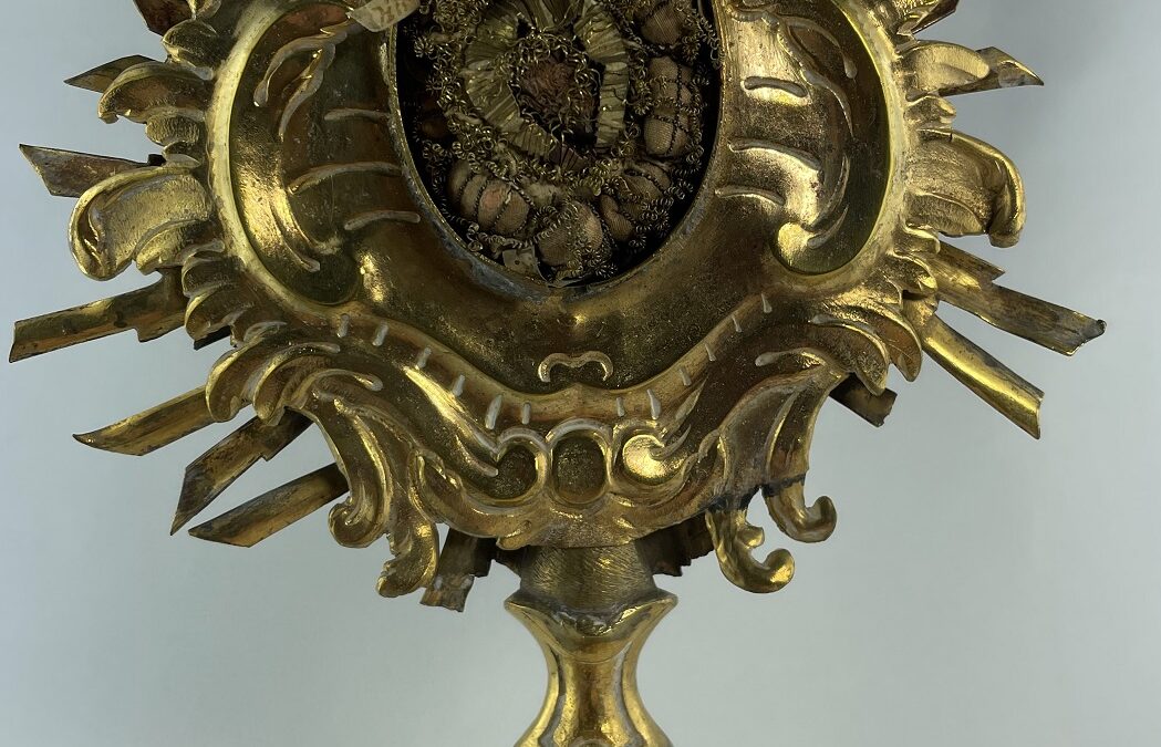 Antikes Reliquiar Hausaltar Klosterarbeit Monstranz Reliquienmonstranz Strahlen
