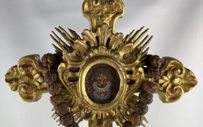 Antikes Reliquiar Hausaltar Klosterarbeit Monstranz Holz S Crucis Hl. Katharina