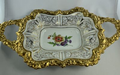Meissen Porzellan Prunk Schale Prunkschale Blumen & Goldrand 35cm – Prunkplatte
